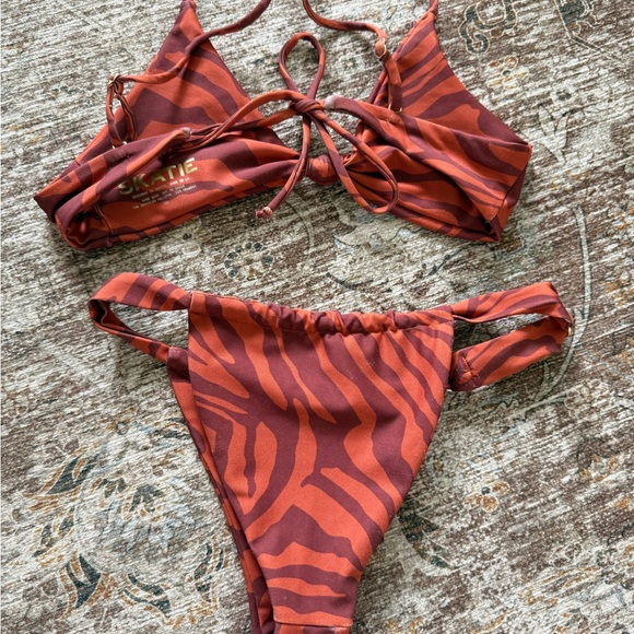 Skatie Rust Zebra Print Bikini Set - Picture 2 of 4